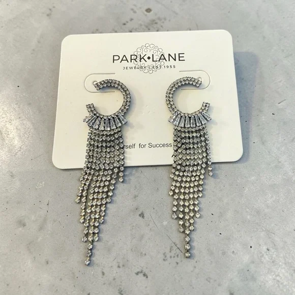 Park Lane Silver Crystal Cascade Fringe Earrings - Picture 1 of 3